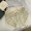 Lencería sexy de encaje de malla negro satinado de lujo ligero para mujer, entrepierna de seda de morera, corte tipo vaina de talle medio, calzones Pearl al por mayor