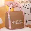 Bolsa de Tocador de Mano Ins Girly Colorblock con Compartimentos Multifuncionales, Linda Bolsa Organizadora de Cosméticos de Viaje con Gancho para Colgar