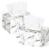 Chz014 Caja de Pañuelos Larga de Mármol Textura de Piedra Decorativa Caja de Pañuelos Desechable Vajilla para Fiesta Navideña