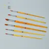 Set de brochas de aceite de pelo de nylon punta oblicua para pintura acrílica 6 barras de plástico transparentes bolígrafo de gouache