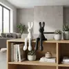 Decoración de Mesa de Conejo de Orejas Largas Sentado de Arte Moderno, Cerámica Decorativa de Lujo Ligero para Sala de Estar, Entrada, Aparador