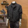 Jaqueta de trabalho masculina com gola alta e bolsos grandes para primavera e outono, jaqueta casual versátil de alta rua americana para jovens homens
