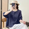 Top Camisa Dopamina de Cinco Mangas para Mujer 2025 Verano Nueva Moda Chic Casual Holgado Corto para Mujer