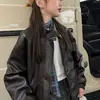 Chaqueta de cuero para niña, de manga larga, estilo Maillard moderno y elegante primavera/otoño 2026, abrigo de cuero tipo biker para niña pequeña