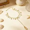 Cadena de Tobillo con Perla de Concha Transfronteriza Europea y Americana, Tobillera de Playa con Borla de Pedrería, Accesorio de Vacaciones Estilo Bohemio
