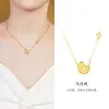 Collar de Plata de Ley S925 con Doce Colgantes del Zodiaco para Mujer, Cadena para Clavícula de Moneda del Año del Caballo del Zodiaco a la Moda, Regalo para Novia