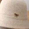 Chapéu de Pescador de Lã Estilo Japonês Feminino Outono e Inverno Estilo Coreano Chapéu Boina com Laço Chapéu de Balde Espesso Quente para Exterior Tendência