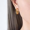 Marca Pendientes Geométricos en Forma de C de Joyería Nicho de Lujo de Entrada Francesa Acero Titanio Color Libre de Alergias Mejores Amigas de las Niñas