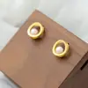 Nafoge Joyería de Plata al por Mayor con Perla Natural Pendientes de Oro Antiguo Moda Coreana Redondos Pendientes de Plata de Ley 925
