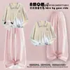 Conjunto de dos piezas estilo coreano dopamine chic para niñas, sudadera con cuello y mangas largas estilo universitario, atuendo de moda para principios de otoño para niños