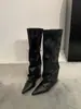 Botas Altas de Gamuza con Punta y Tacón Oculto Estilo Coreano First Encounter Season Otoño/Invierno 2026 Nuevas Versátiles Ajustadas por Encima de la Rodilla Moda