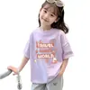 2026 Nueva Camiseta de Verano de Algodón Puro para Niños Mayores, Top de Manga Corta Estilo Verano, Camiseta Delgada de Manga Corta para Niñas Ropa de Verano