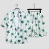 Hawaii Seaside Beach Holiday terno masculino solto plus size casal moda marca camisa de manga curta casual conjunto de duas peças
