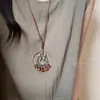 Collar vintage de metal con lazo desgastado, estilo nacional, bohemio, sencillo y versátil, con anillo largo colgante 2025