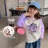 Versión coreana de ropa para niños camiseta de manga larga algodón estampado de dibujos animados camiseta para niñas otoño cuello redondo camiseta interior para niños una generación de pelo