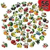 56 Pegatinas Transparentes de Graffiti de Plantas y Frutas de Compra Directa Transfronteriza para Diario, Portadas de Libros, Decoración de Papelería de Escritorio, Pegatinas para Mascotas