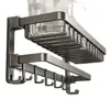 Estante de Toallas para Baño Color Gunmetal Sin Taladro Aluminio Espacial Estilo Lujo Ligero Estante de Almacenamiento para Baño Set Montado en Pared para Inodoro
