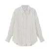 Camisa de Manga Larga a Rayas Verticales Estilo Francés Nanxia para Mujer, Camisa Casual con Protección Solar, Chaqueta Camisa Versátil Suelta de Verano