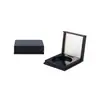 Embalagem Quadrada para Maquiagem com Espelho, Interior Redondo, Design Flip-Top, Caixa Simples Preta Monocromática para Sombra, Estojo Plástico Vazio