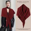 Chal de punto de lana para mujer, Engrosado y cálido para otoño e invierno, Bufanda triangular, Calentador de cuello, Ropa exterior de doble uso, Venta al por mayor transfronteriza