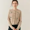Estilo Fresco y Sencillo Jacquard de Cordero Otoño e Invierno 2025 Nuevo Suéter Cardigan de Punto Cachemir para Mujer