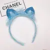 Accesorio para el cabello para niños estilo coreano, diadema de malla rosa con orejas de gato lindas de princesa y pedrería