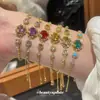Set de Pulsera, Pendientes y Collar de Zirconia con Baño de Oro Real de 18 Quilates Cadena para Clavícula de Moda Lujo Accesible Collar de Gama Alta
