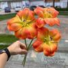 Algodón de silicona de alta calidad tacto de mano tulipán rosa salmón 3 cabezas de mano cara sonriente tulipán decoración de boda flor artificial