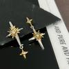 Pendientes de estrella de cuatro puntas estilo francés, elegantes pendientes de plata 925 con pasador, delicados pendientes de sentido avanzado, pendientes de estrella de viento frío para mujer.