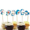 Boneca Decoração de Bolo de Aniversário Infantil Gato Dingdang Conjunto de Decoração de Bolo Robô Gato Mesa de Sobremesas Suprimentos de Confeitaria