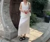 26372 Nuevo Gran Amor Belleza Yi Yuan 2026 Verano Nueva Moda Top sin Mangas de Cuello en V Traje de Falda Dividida Mujer