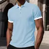 Nova Camiseta Polo de Verão Manga Curta Malha de Alta Qualidade Seda Gelada Color Block Manga Curta Camisa Masculina Gola Camisa Cor Sólida de Verão