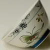 Xícara Mestra Cerâmica para Uso Doméstico com Borboleta Orquídea Pintada em Vermelho Fogo Branco e Dourado, Xícara de Degustação para Conjunto de Chá Kung Fu, Xícara de Chá