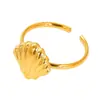 Anillo Abierto de Estilo Vacacional Transfronterizo Europeo y Americano Serie Océano Estrella de Mar Vieira Anillo Ajustable Versátil de Gama Alta para Mujer