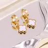 Nuevos Pendientes de Borla de Moda con Flor, Superficie Lisa, Chapados en Oro Real, Dulces y Delicados, No se Desvanecen