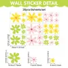 Estilo Bohemio Flores de Margarita Amarilla Plantas Pegatinas Decoración de Pared para Habitación Infantil Dormitorio Flores Florales Pequeñas Calcomanías de Pared