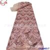 Tela de encaje para vestido de noche, con bordado de lentejuelas y aguja apretada de estilo francés, suave, transparente y teñido.