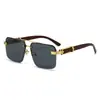 Gafas de medio marco cuadradas de sol con corte de diamante patillas con textura de mármol veta de madera gafas de sol protectoras solares transfronterizas venta al por mayor