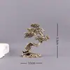 Latón Bienvenida Pino Pequeños Adornos Bronce Sólido Tallado Árbol Artificial Vintage Viejo Ceremonia del Té Mascota de Té Mango Bronce Antiguo