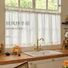 Cortinas Visillos de Lino Vintage Estilo Francés para Dormitorio, Sala de Estar, Balcón, Ventana Saliente, Cocina, Media Cortina, Cortinas de Puerta, Cortinas Cortas