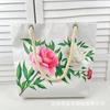Bolsa de Lona Estampada Estilo Chinês Nova Primavera, Bolsa de Mão de Corda de Algodão Retrô, Padrão Floral Elegante, Bolsa Tote para Trabalho e Roupa de Trabalho