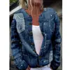 2025 Nueva Estación Independiente Amazon Impresión Digital Aguja Gruesa Cardigan Grande para Mujer Cuello en V Corto Manga Larga Suéter de Imitación