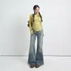 Coleção Outono 2026 Jeans Flare Americano Retrô de Cintura Baixa para Mulheres - Calça Jeans Versátil para Outono/Inverno