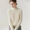 Suéter grueso 100% cachemira pura para mujer, con dobladillo enrollado, cuello semi-alto, corte holgado y diseño extragrande, perfecto como capa interior o capa base