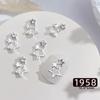 Decoraciones de Arte de Uñas de Estrella de Cinco Puntas Brillantes, Metal Hueco Transfronterizo con Pedrería Incrustada de Aleación, Pedrería de Estrella para Uñas DIY, Accesorios para Uñas