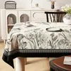 Mantel vintage estilo francés, impermeable y resistente al aceite, lavable, mantel rectangular, estilo de mediados de siglo, lujo ligero, mantel de comedor con ambiente de alta gama