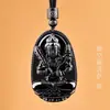 Collar Colgante Buda Ardiente del Zodiaco de Obsidiana Natural Estilo Nacional Ocho Diosas Protectoras Colgante para Hombres y Mujeres