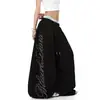 Estilo americano cheio de estrelas design de letras com hotfix senso de design calça de moletom de corte curvo homens e mulheres dança solta perna larga calça casual temperamento