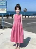 Vestido de Verano sin Mangas para Niñas 2026 Nuevo Estilo Coreano Vestido de Color Sólido a la Moda para Niños Tendencia