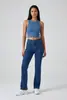 Calça Jeans Reta de Cintura Alta para Mulheres, Modelagem Slim, Calça Cigarrete, Caimento Fluido, Versátil, Estilo Europeu e Americano Transfronteiriço, Calça Longa Casual Confortável